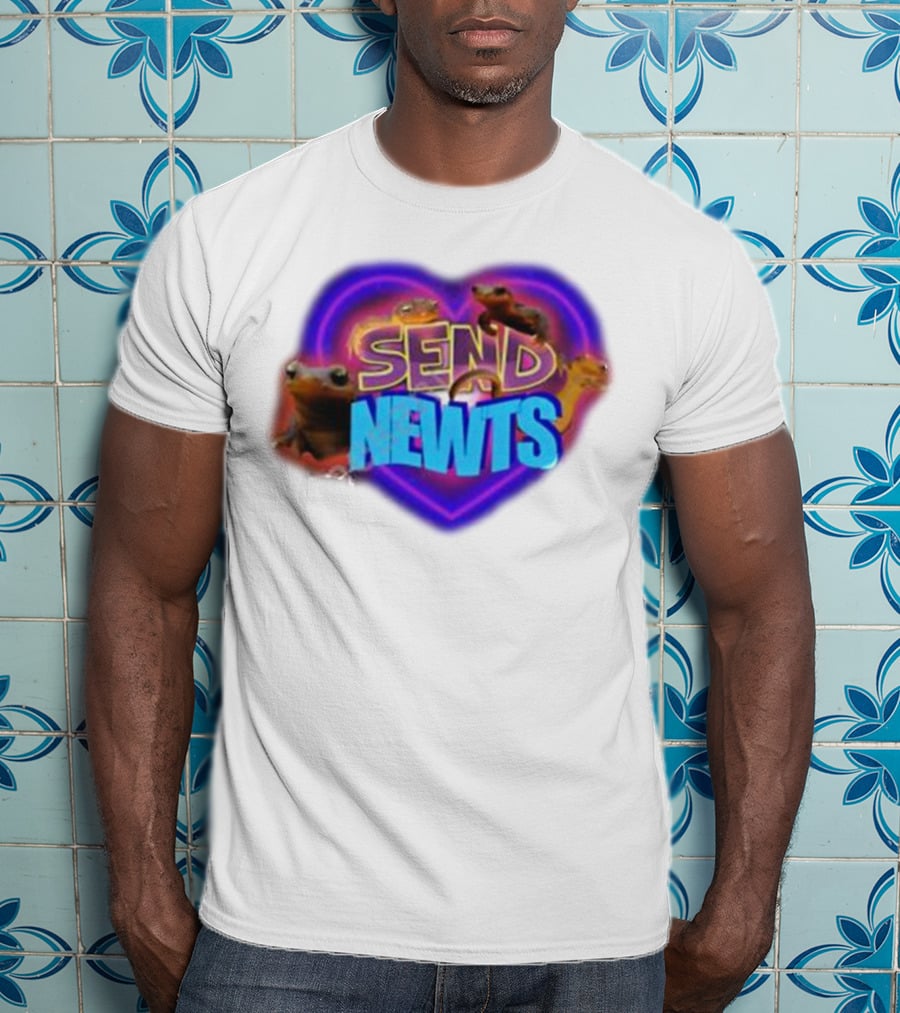 Swankyswamprat Send Newts Heart Frogs Neon T-Shirt