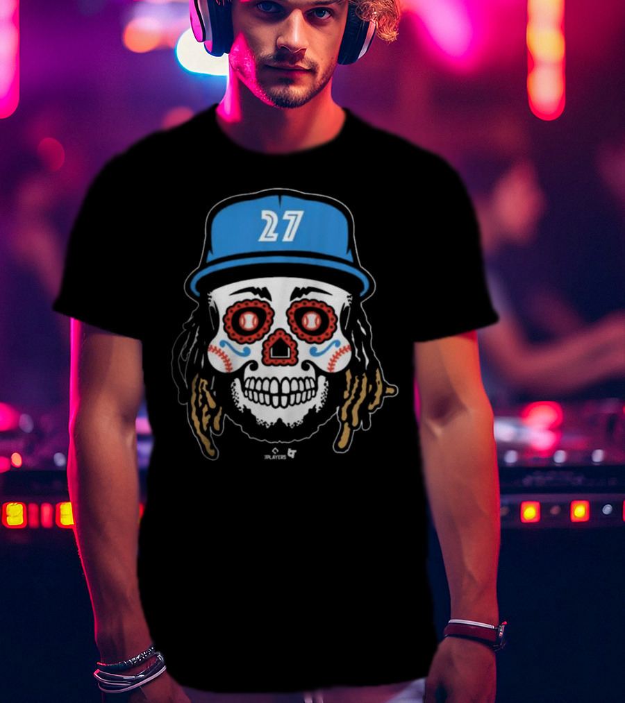 Toronto Blue Jays #27 Vladimir Guerrero Jr Sugar Skull MLBPA T-Shirt