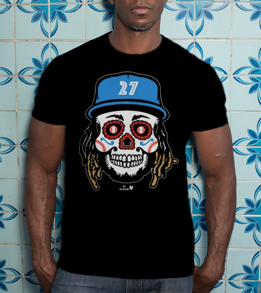 Toronto Blue Jays #27 Vladimir Guerrero Jr Sugar Skull MLBPA T-Shirt