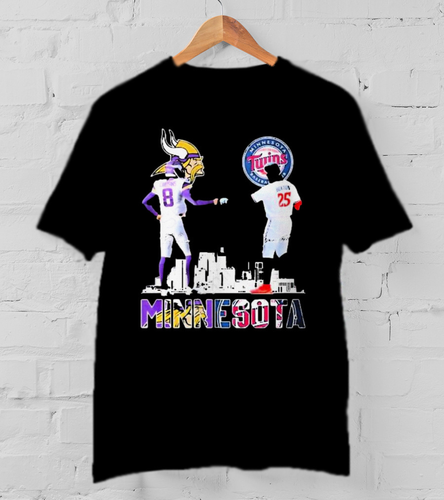 Minnesota Vikings Kirk Cousins And Twins Byron Buxton Icons T-Shirt
