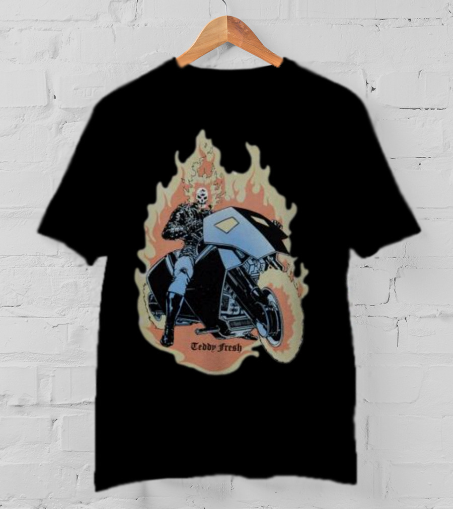 Teddyfresh Flame Skull Rider Motorcycle T-Shirt