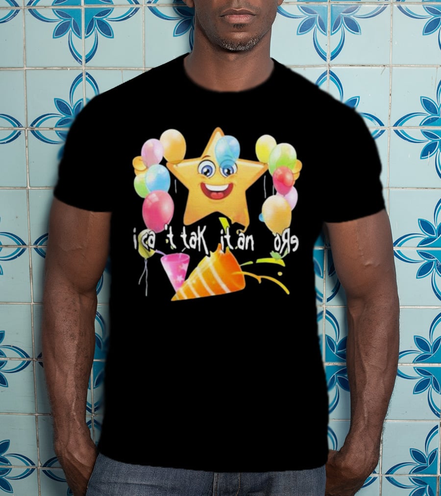 Cringeytees I Can’t Take It Anymore Smiling Star Balloons Party Hat T-Shirt