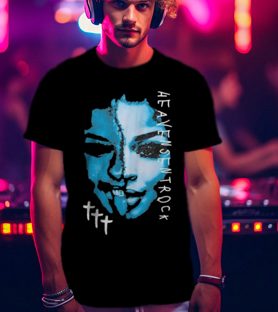 HEAVENSENTROCK Face Blue Art With Cross Symbols T-Shirt