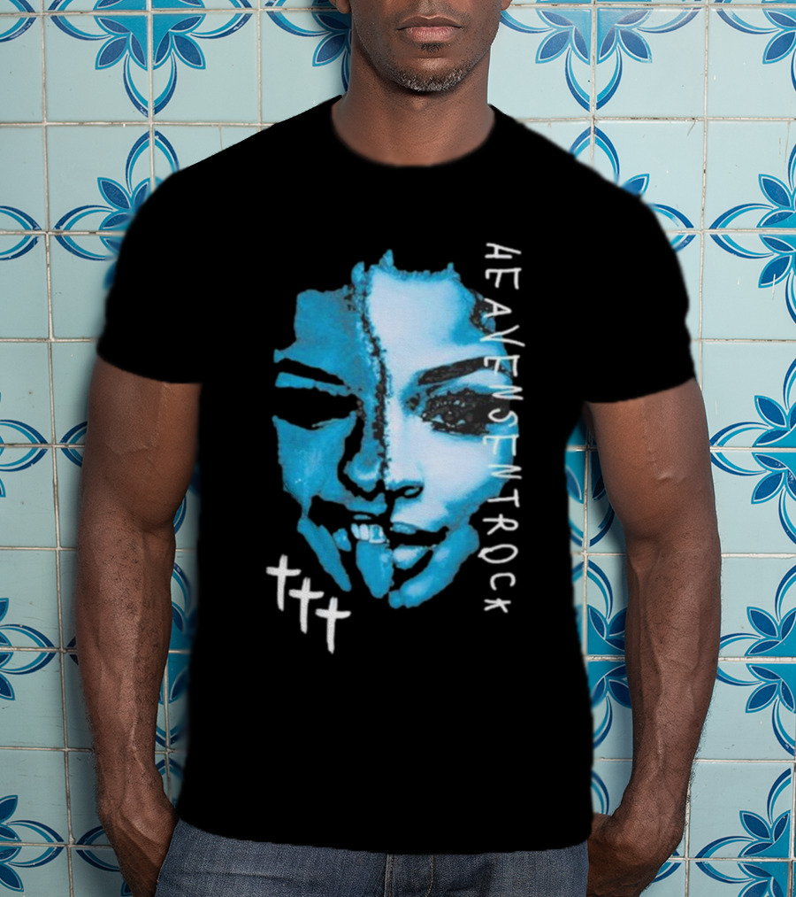 HEAVENSENTROCK Face Blue Art With Cross Symbols T-Shirt