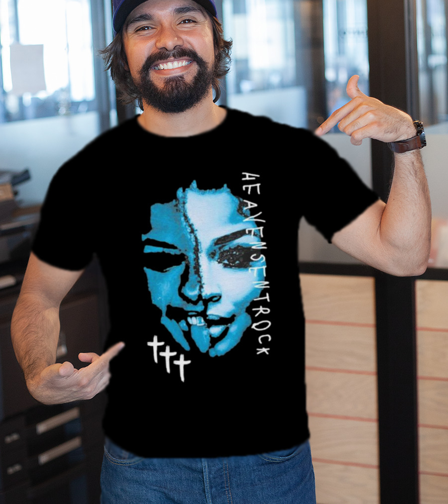 HEAVENSENTROCK Face Blue Art With Cross Symbols T-Shirt