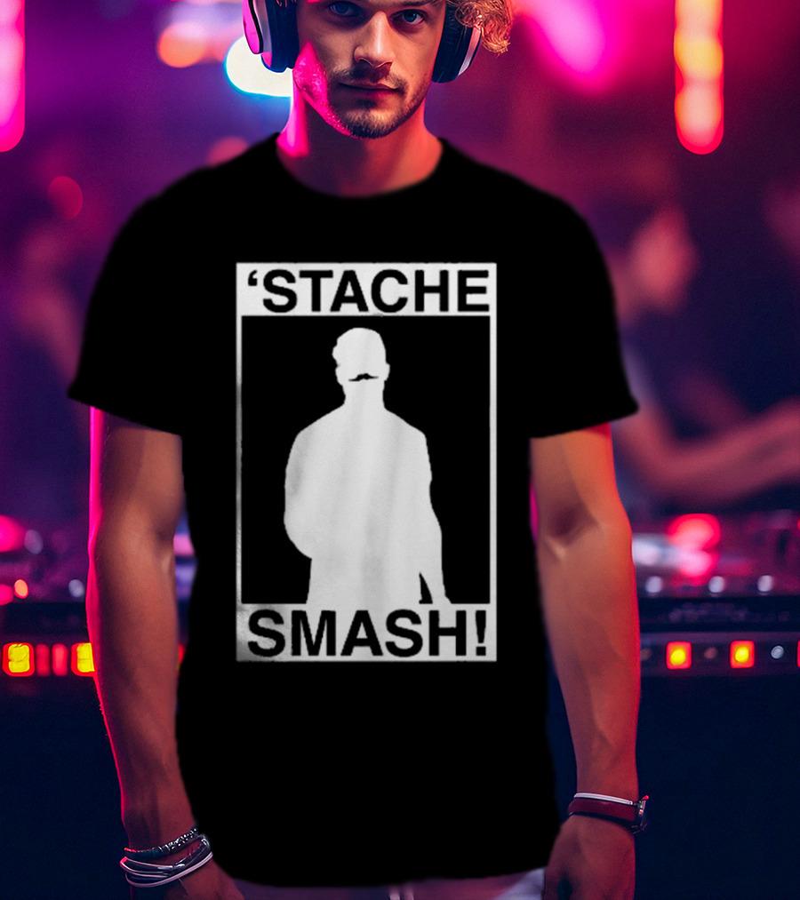'Stache Smash Silhouette Mustache Bold Contrast T-Shirt