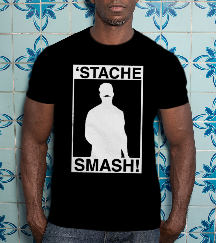 'Stache Smash Silhouette Mustache Bold Contrast T-Shirt