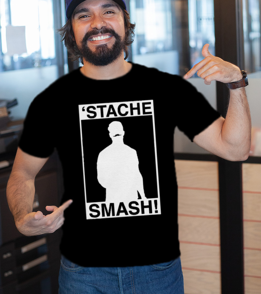 'Stache Smash Silhouette Mustache Bold Contrast T-Shirt