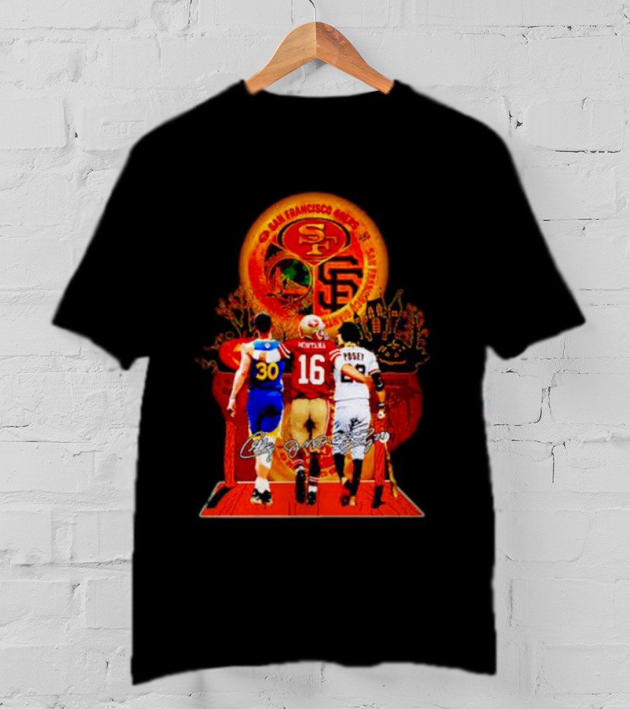 San Francisco 49ers Giants Golden State Warriors Halloween Curry Montana Posey T-Shirt