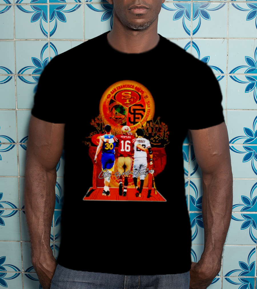 San Francisco 49ers Giants Golden State Warriors Halloween Curry Montana Posey T-Shirt