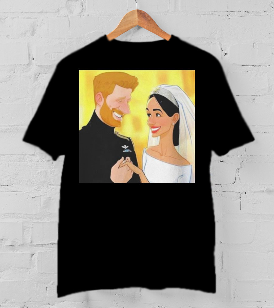 Meghan And Harry Cartoon Wedding T-Shirt