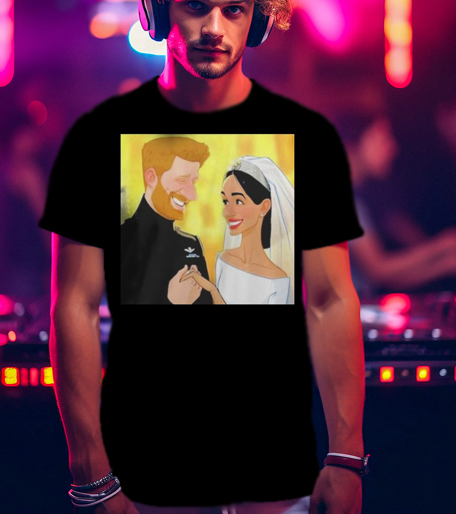 Meghan And Harry Cartoon Wedding T-Shirt