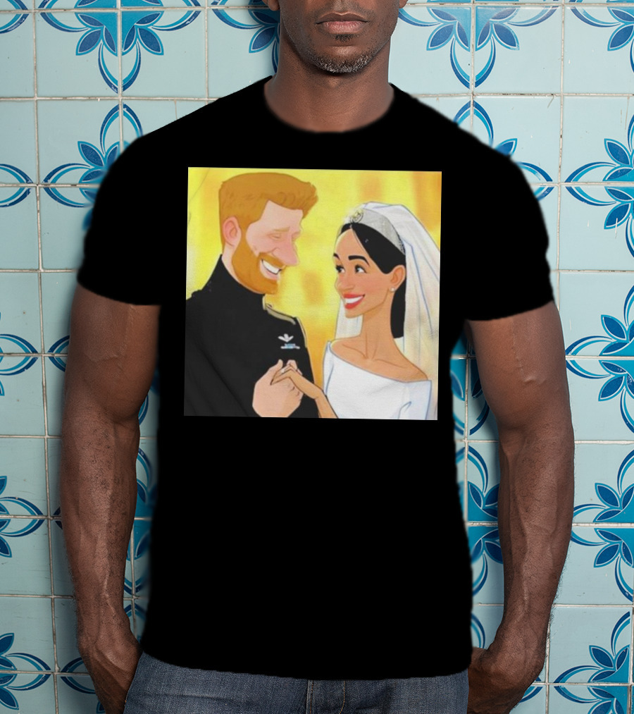 Meghan And Harry Cartoon Wedding T-Shirt