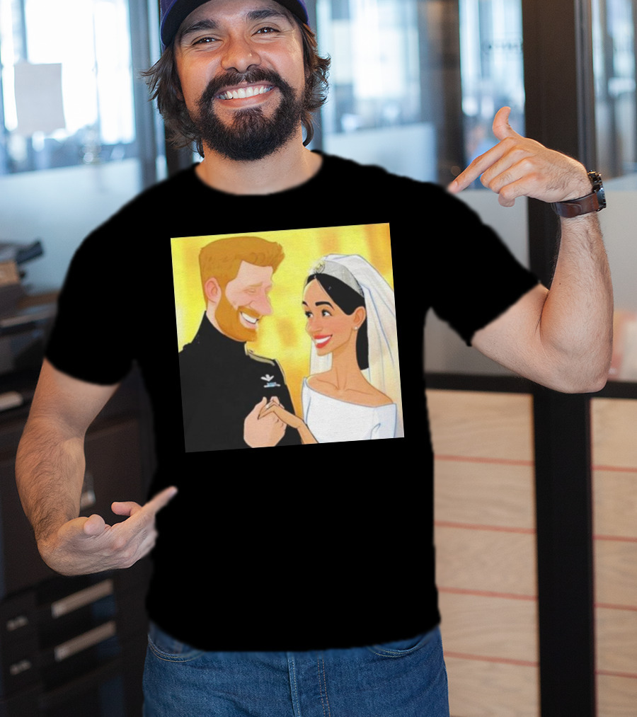 Meghan And Harry Cartoon Wedding T-Shirt