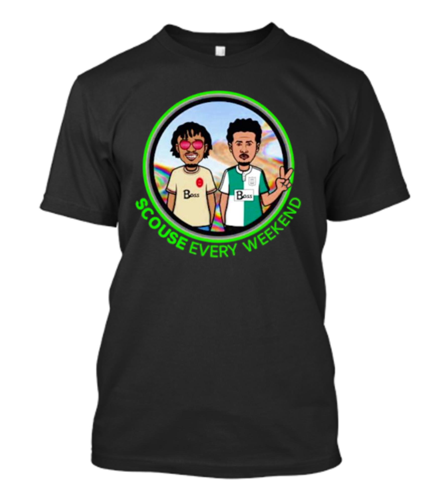 Scouse Every Weekend Boss Characters Peace Sign T-Shirt