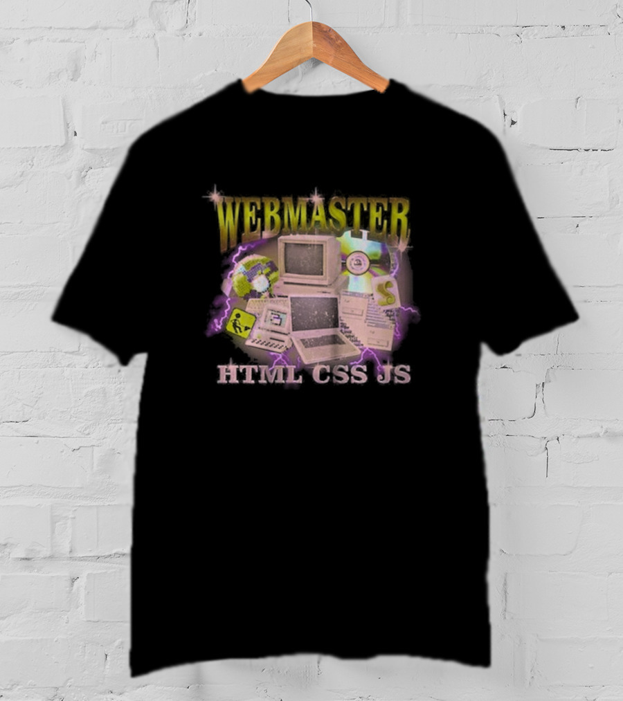 WEBMASTER HTML CSS JS Vintage Computer Graphics Retro Gaming Elements T-Shirt