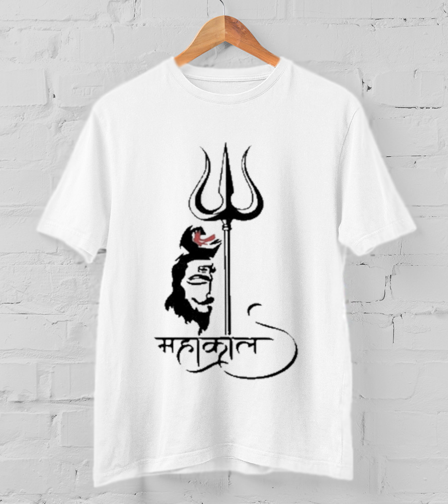 Mahakal Trishul Shiva Face Sketch T-Shirt