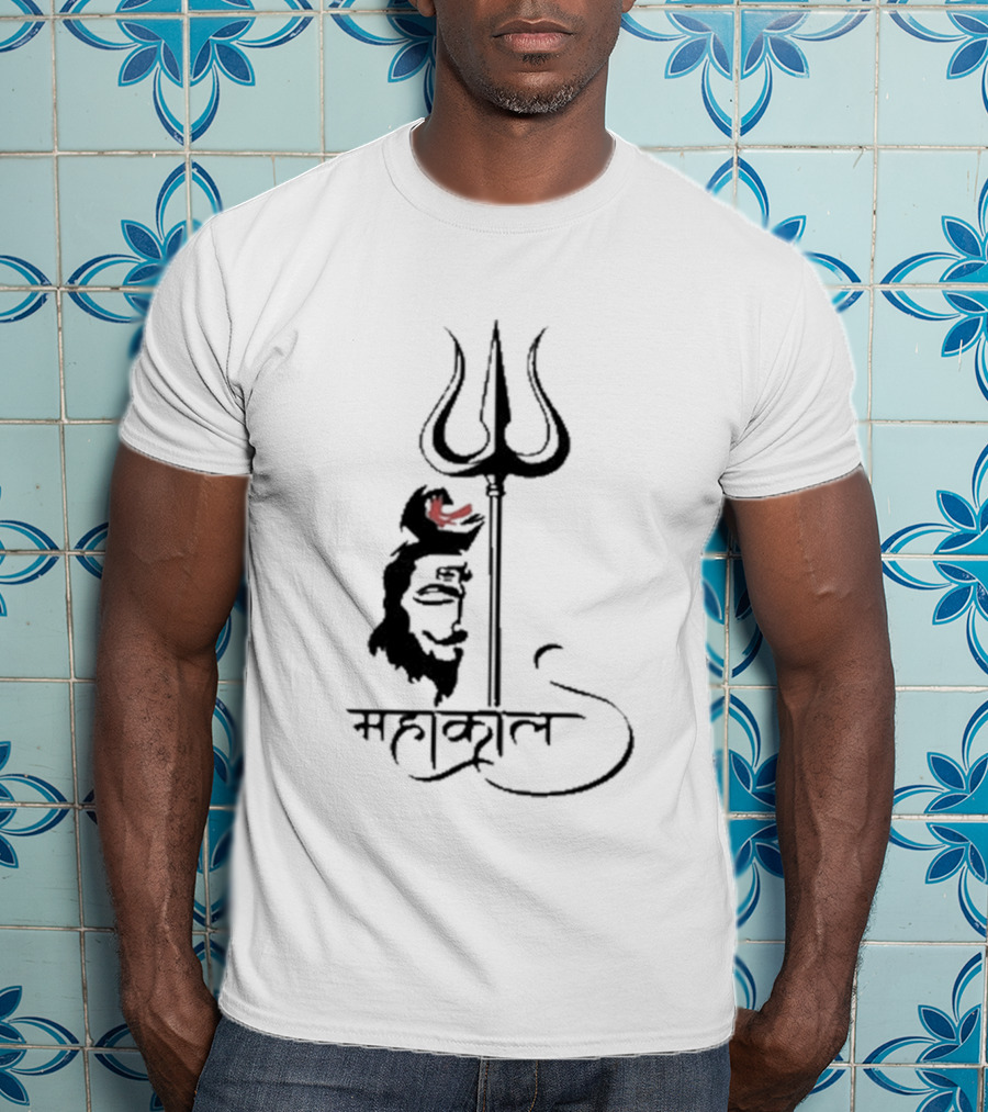 Mahakal Trishul Shiva Face Sketch T-Shirt