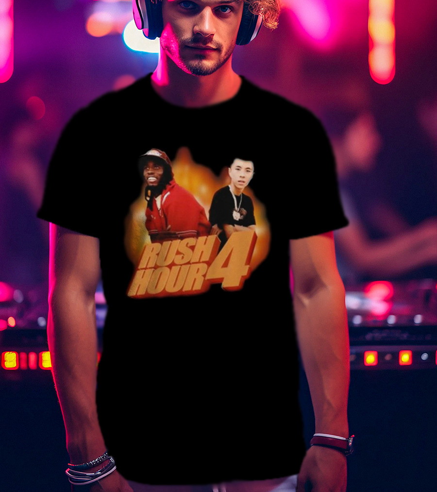 Rush Hour 4 Comedy Duo Flame Background T-Shirt