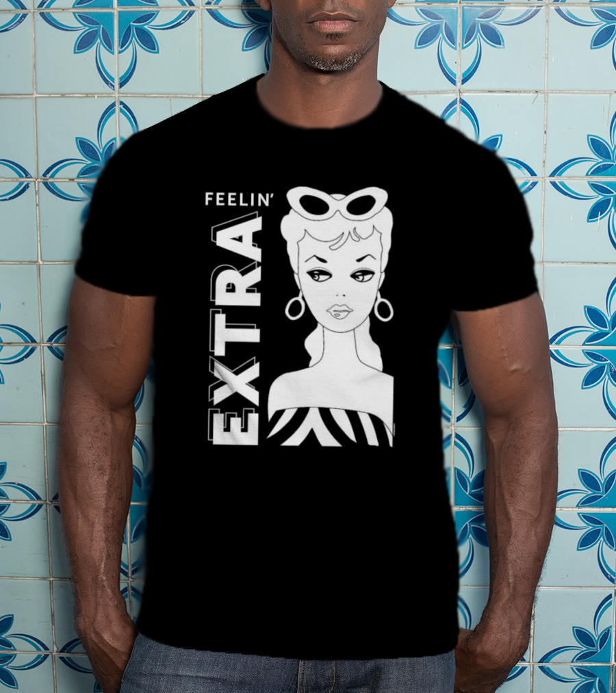 Feelin' Extra Barbie Retro Style Sunglasses And Hoop Earrings T-Shirt