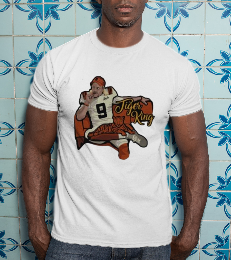 Cincinnati 9 Tiger King Football Player With Orange-Striped Tiger T-Shirt