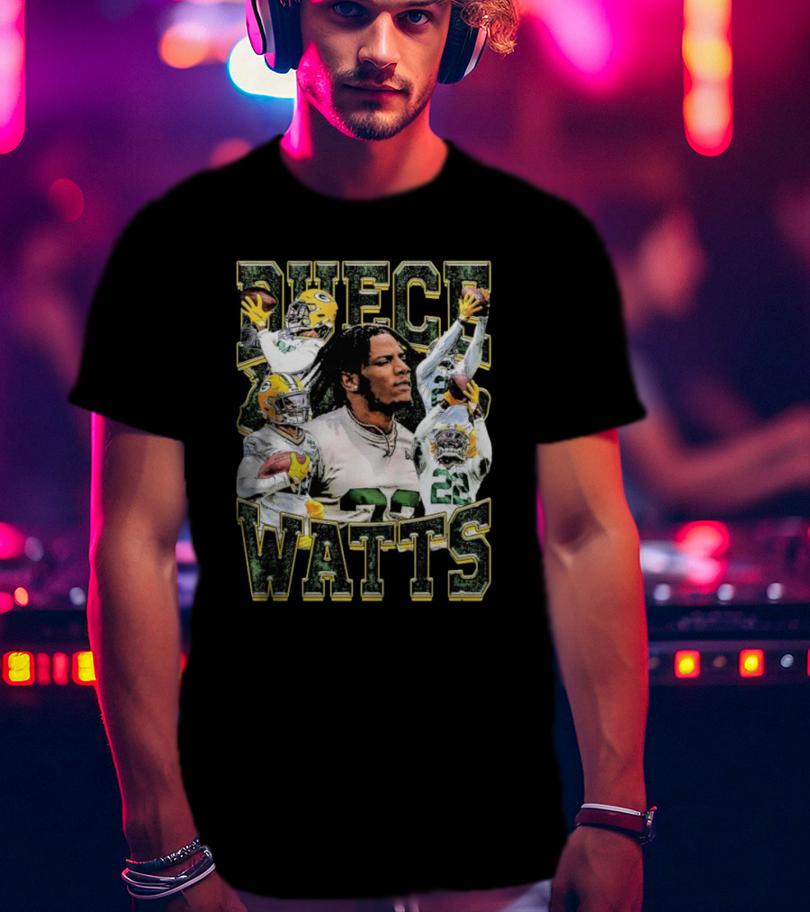 Green Bay Packers Duece Watts NFL Football Player Montage T-Shirt