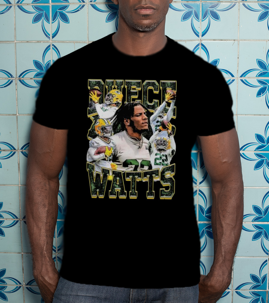 Green Bay Packers Duece Watts NFL Football Player Montage T-Shirt