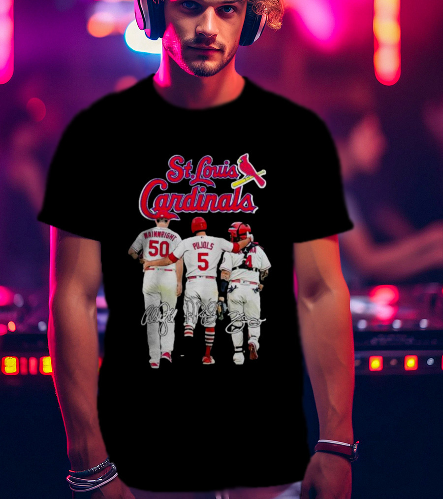 St Louis Cardinals Wainwright Pujols Molina Signatures T-Shirt