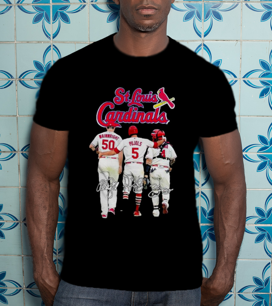 St Louis Cardinals Wainwright Pujols Molina Signatures T-Shirt