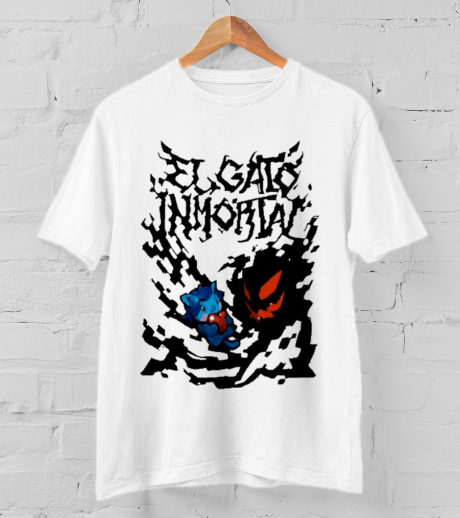 El Gato Inmortal Spooky Halloween Cat Pumpkin Shadow T-Shirt