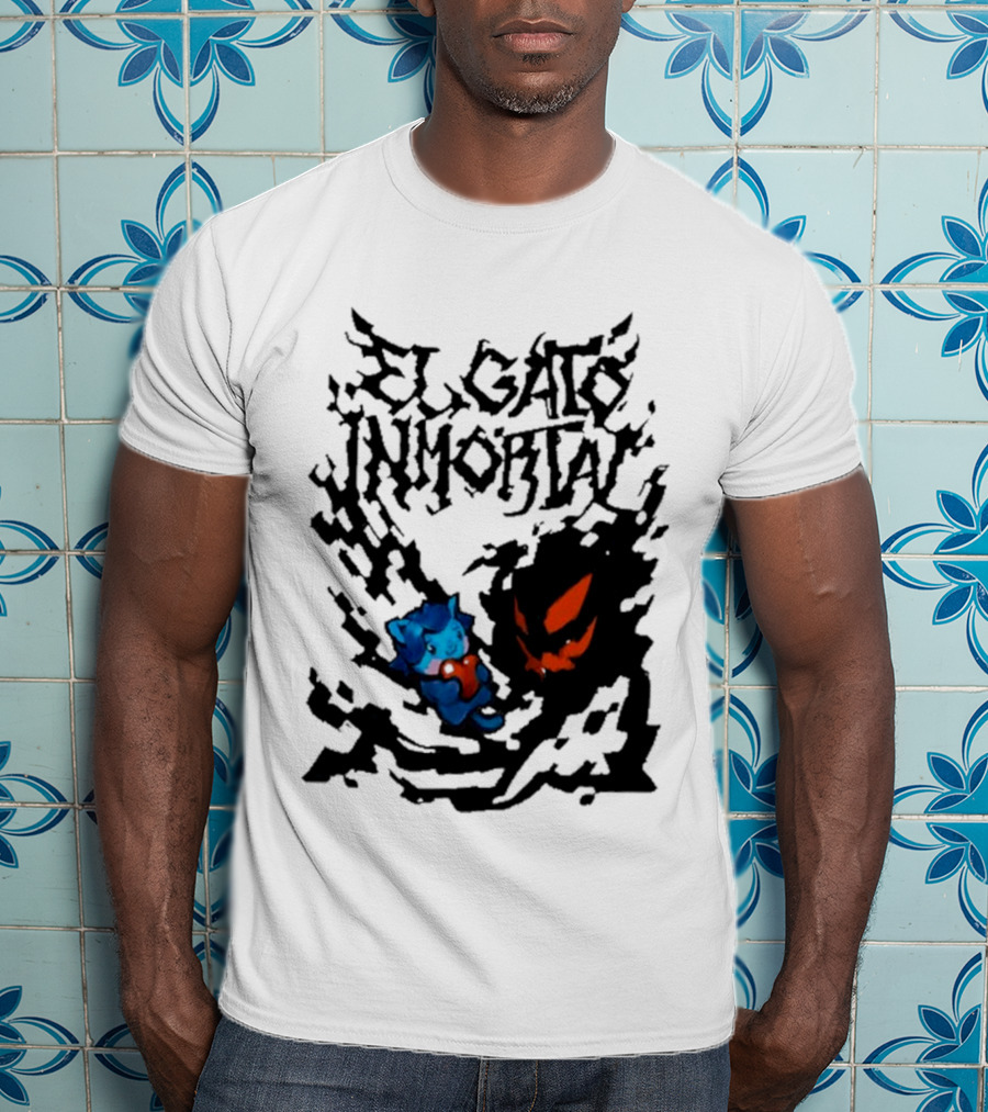 El Gato Inmortal Spooky Halloween Cat Pumpkin Shadow T-Shirt