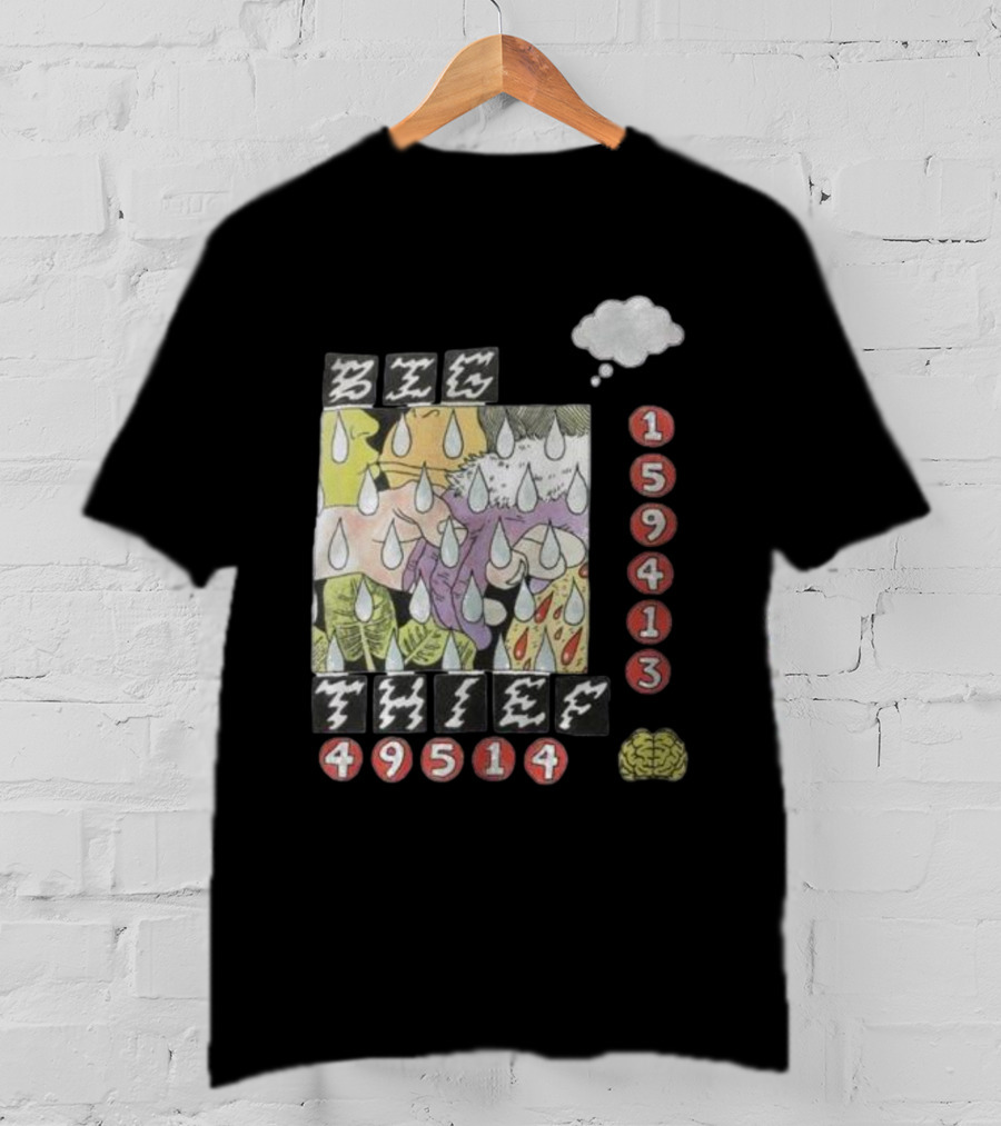 3E6 159413 49514 Comic Style Raindrops Thought Bubble Brain T-Shirt