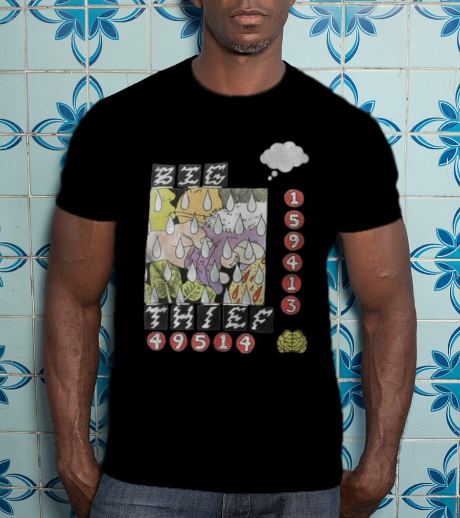 3E6 159413 49514 Comic Style Raindrops Thought Bubble Brain T-Shirt