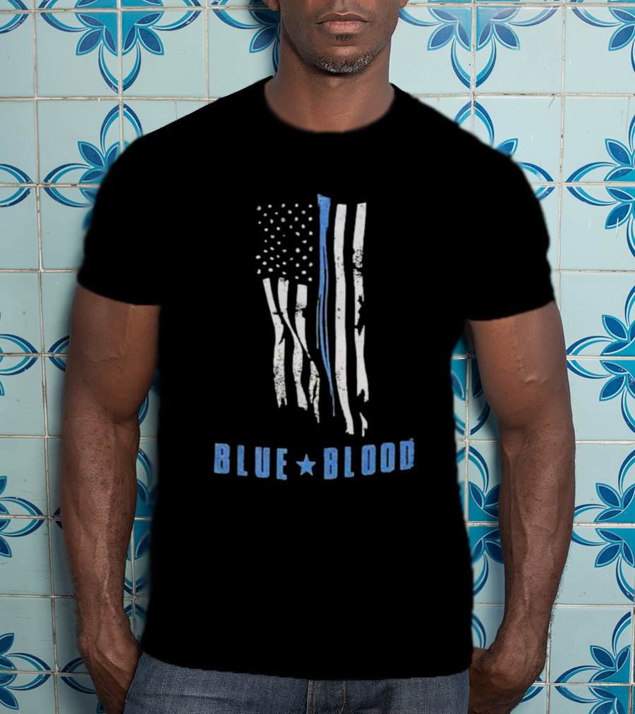 Blue Blood American Flag Thin Blue Line T-Shirt