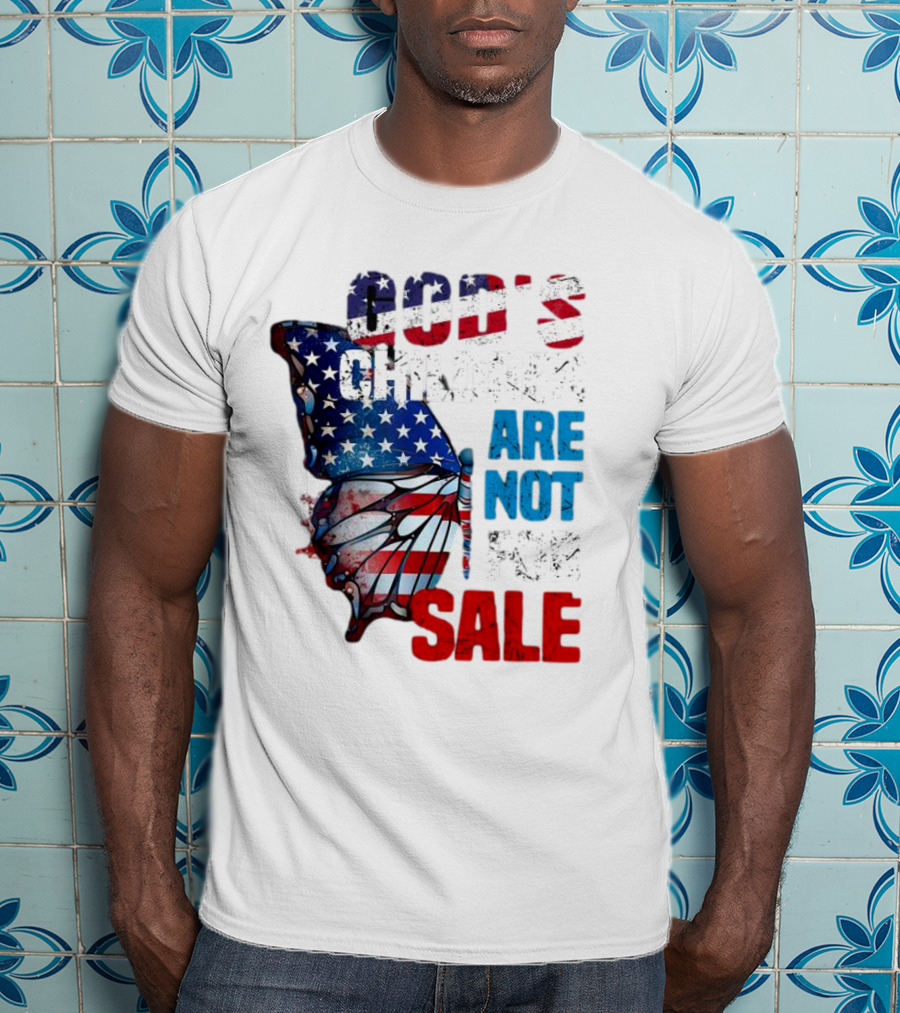 God's Children Are Not For Sale American Flag Butterfly T-Shirt