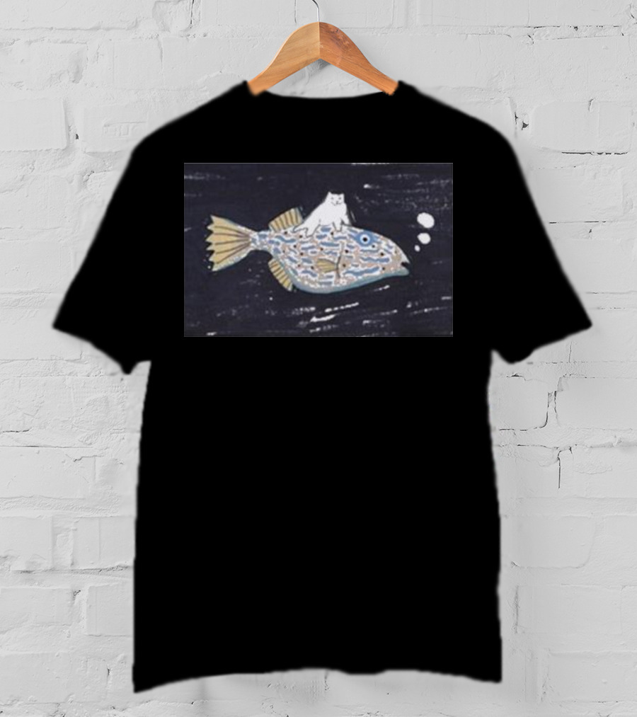 Dawning Crow Deep Sea Travel Cat Riding Fish T-Shirt