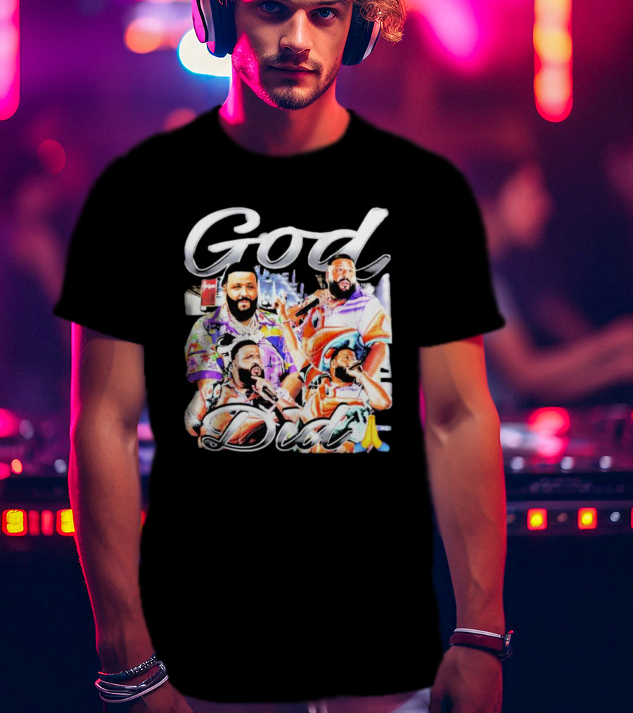 DJ Khaled God Did Graphic Illustration Prayer Hands T-Shirt