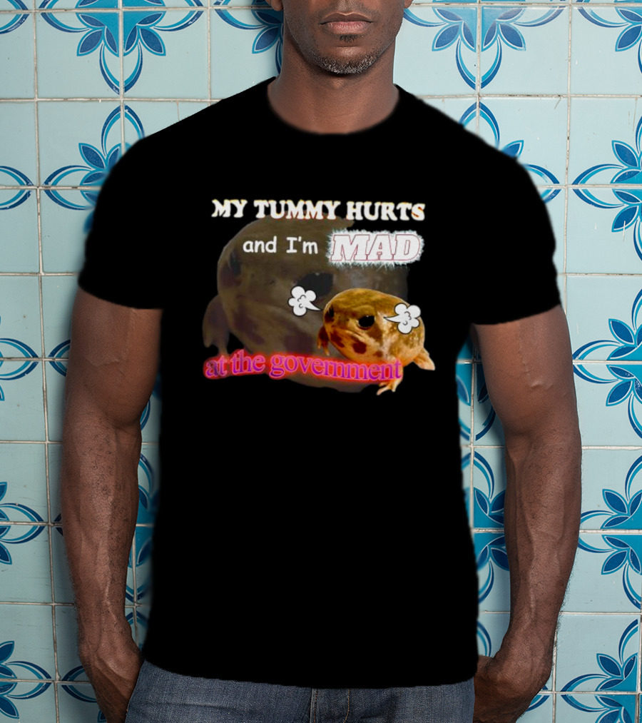 My Tummy Hurts And I'm MAD At The Government Frog Meme T-Shirt
