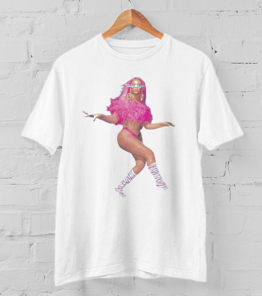 Year Of Renaissance Dance Celebration With Vibrant Pink Feather Outfit And Bold Stripe Boots T-Shirt
