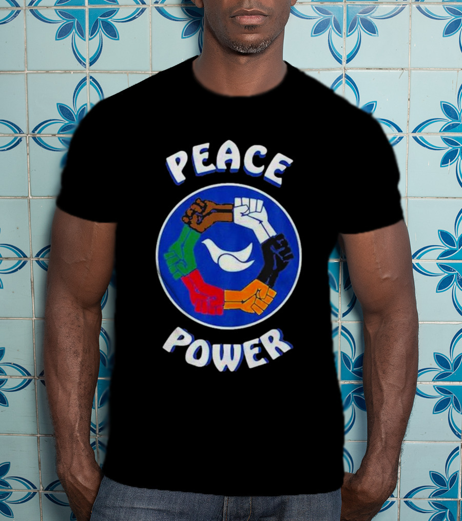 Peace Power Unity Fists Circle Dove Chocolate Skateboards T-Shirt