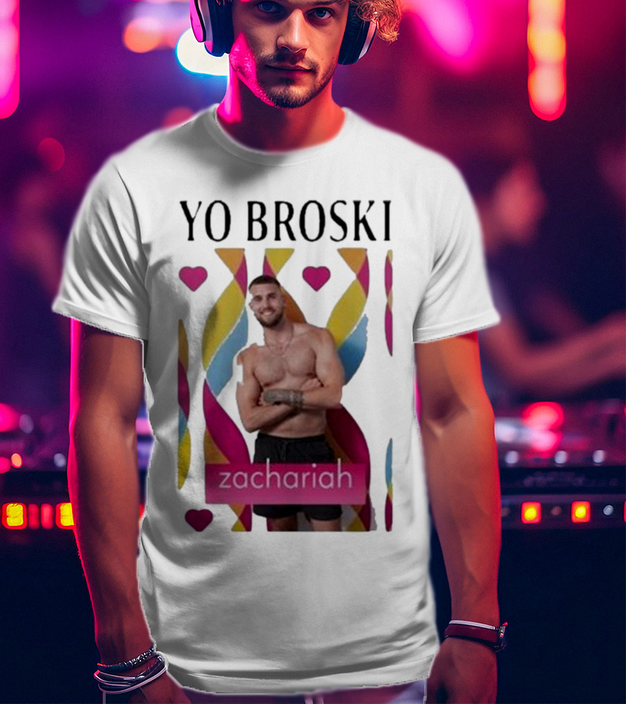 Yo Broski Zachariah Colorful Abstract Hearts T-Shirt