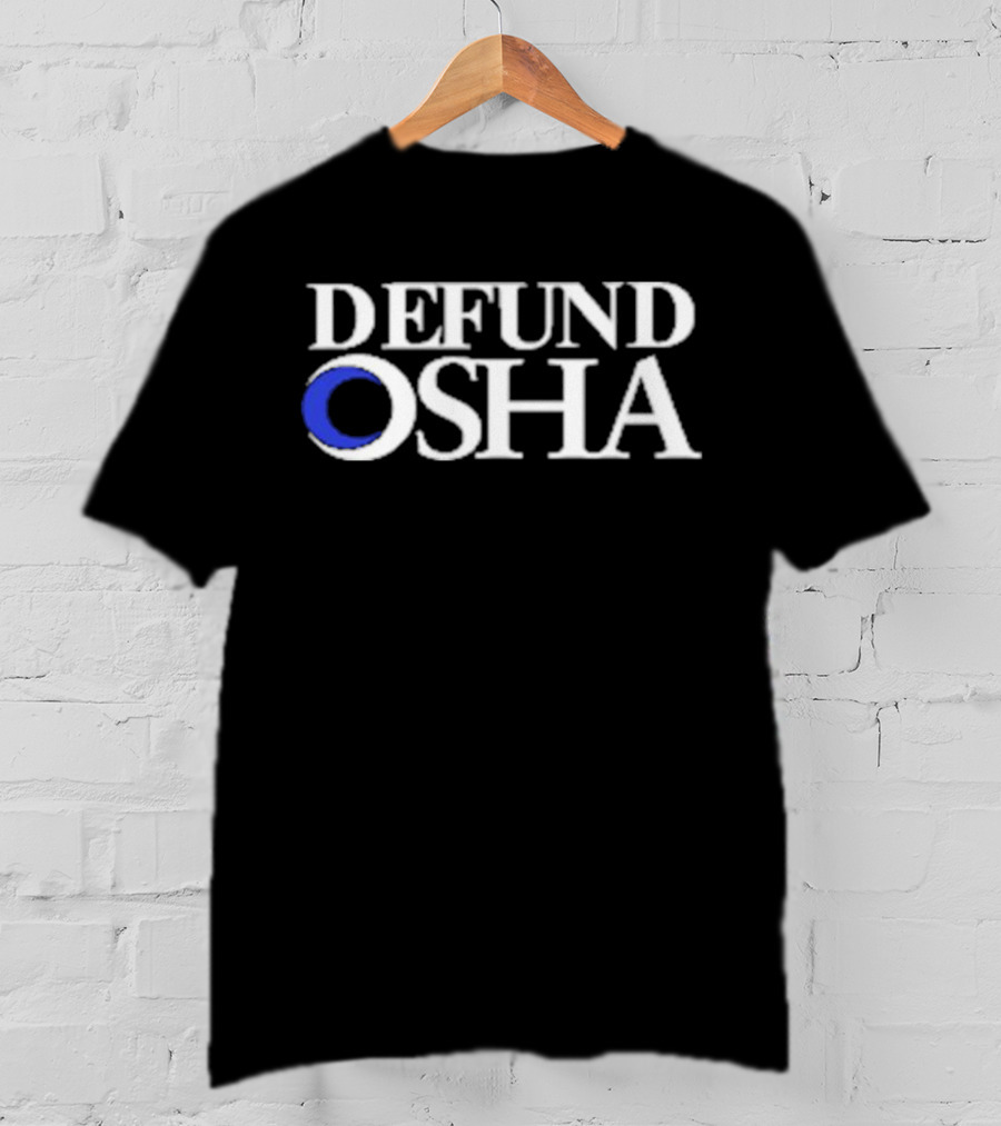 Barelylegal Defund OSHA White Text Blue Circle T-Shirt