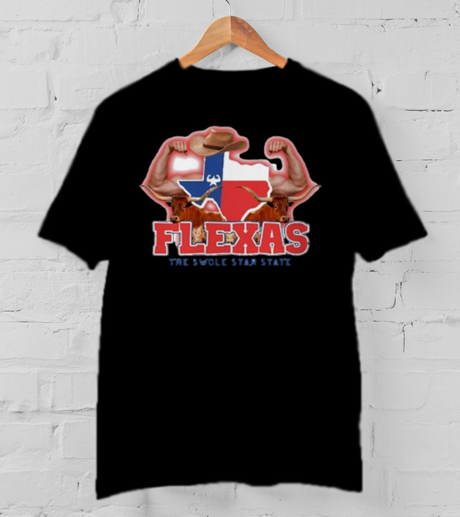 Flexas Swole Arms Texas Longhorns Cowboy Hat The Swole Star State T-Shirt