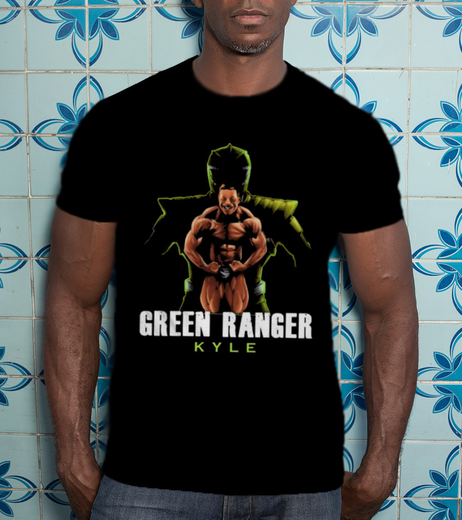 GREEN RANGER KYLE Muscular Hero Pose T-Shirt