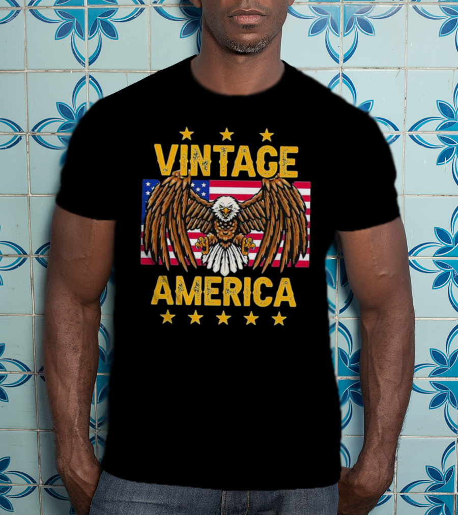 Vintage America Eagle Stars United States Flag T-Shirt