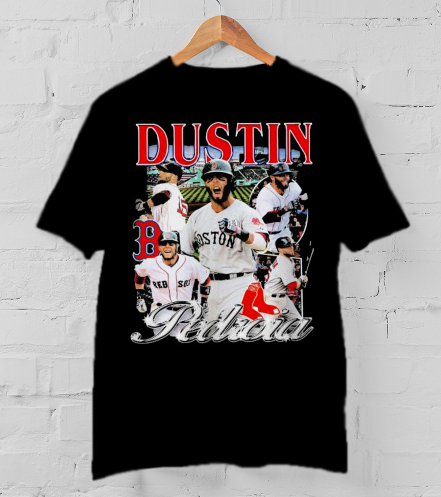 Dustin Pedroia Boston Red Sox Baseball Action Montage T-Shirt