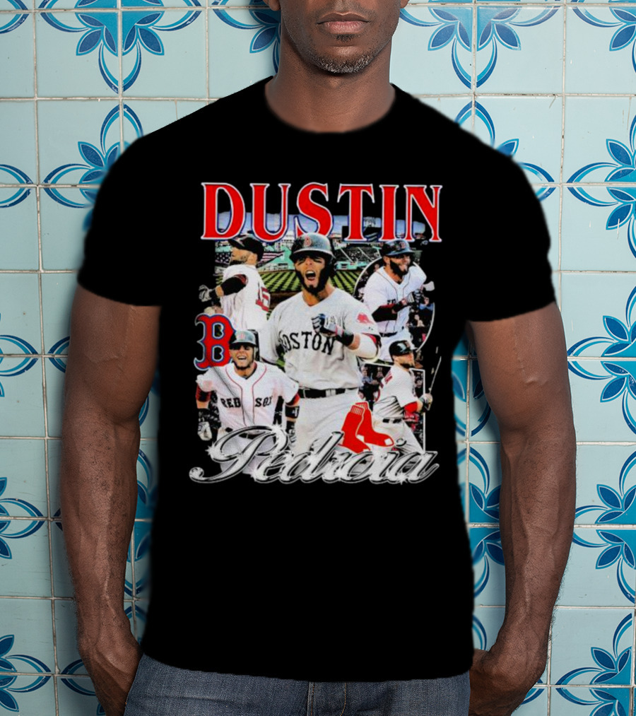 Dustin Pedroia Boston Red Sox Baseball Action Montage T-Shirt