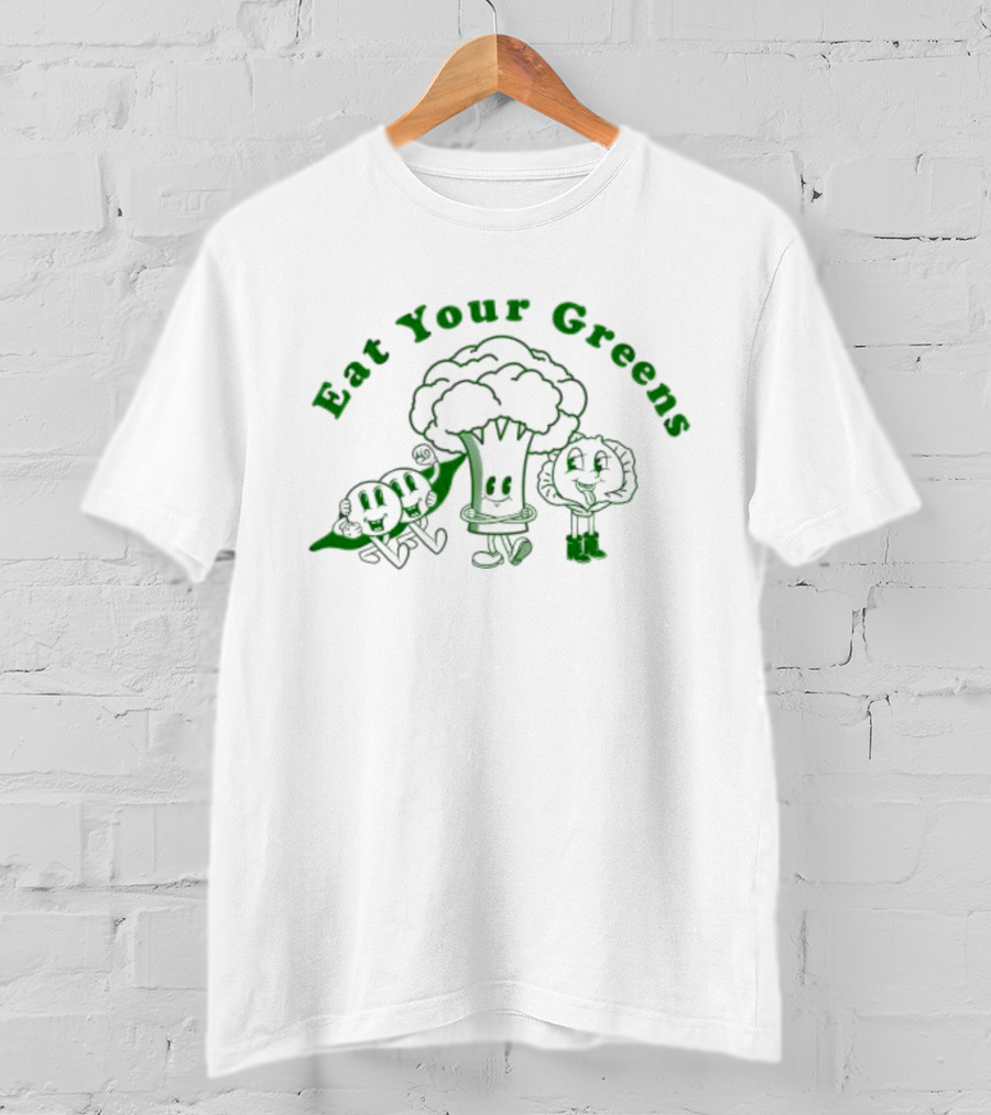 Eat Your Greens Cartoon Broccoli And Friends T-Shirt