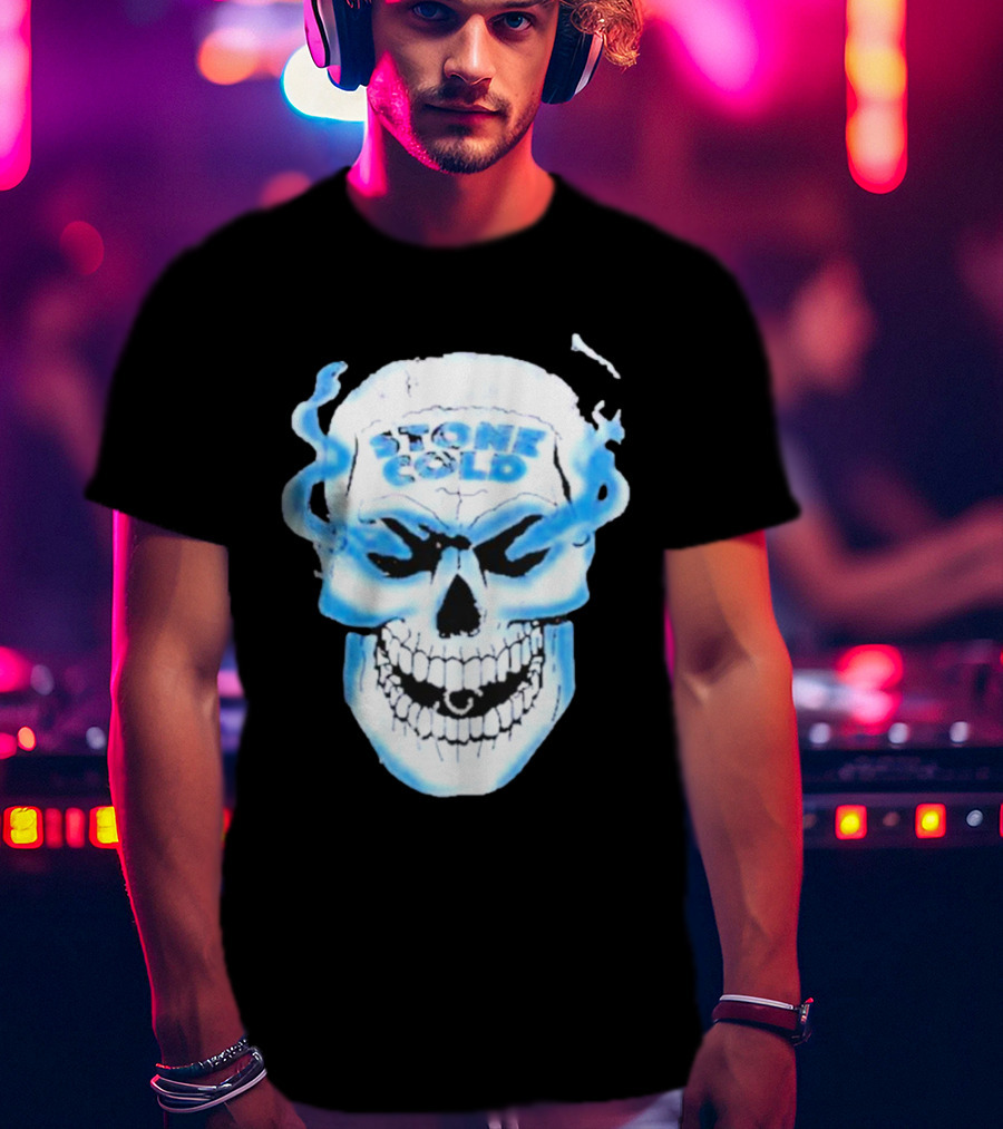 De Paul Wearing Stone Cold Steve Austin Smoking Skull T-Shirt
