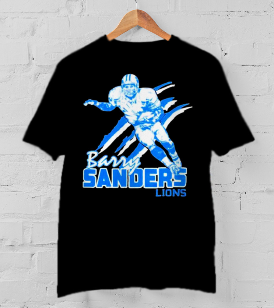 Barry Sanders Detroit Lions Running Back Iconic Blue T-Shirt